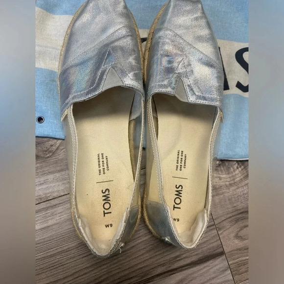 Toms Espadrilles Hologram Transparent Clear Silver Rope Wrapped Slip-On Size 9 - Picture 4 of 10